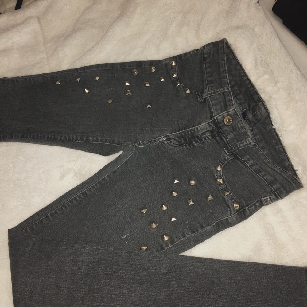 Grey Studded Skinny Jeans